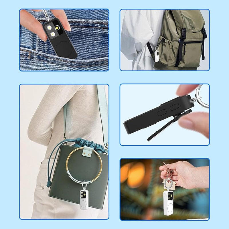USB Rechargeable Emergency Keychain Light with Siren Alarm for Women Safety Black - Image 5